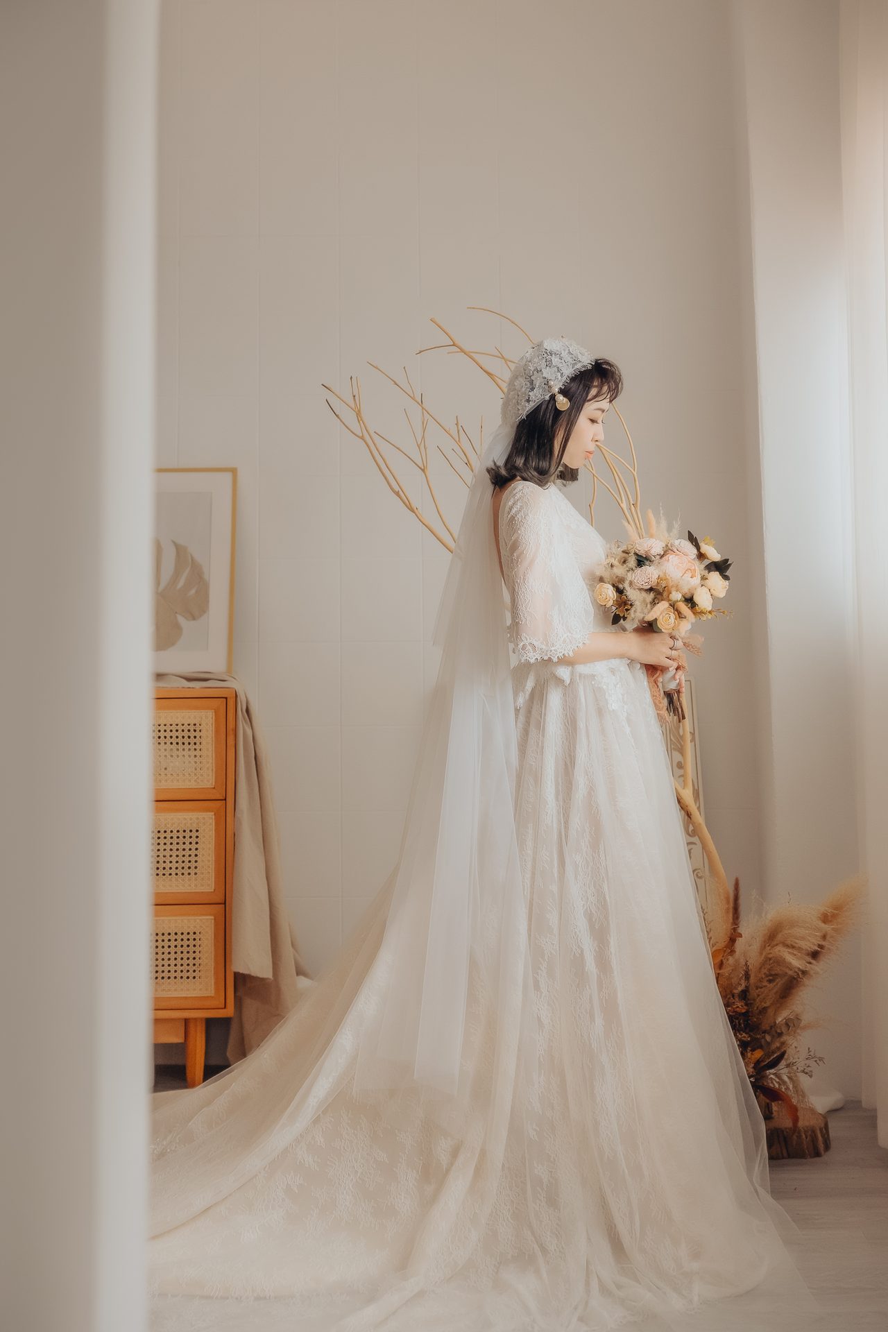 高雄婚紗攝影 純白蓬紗新娘站姿